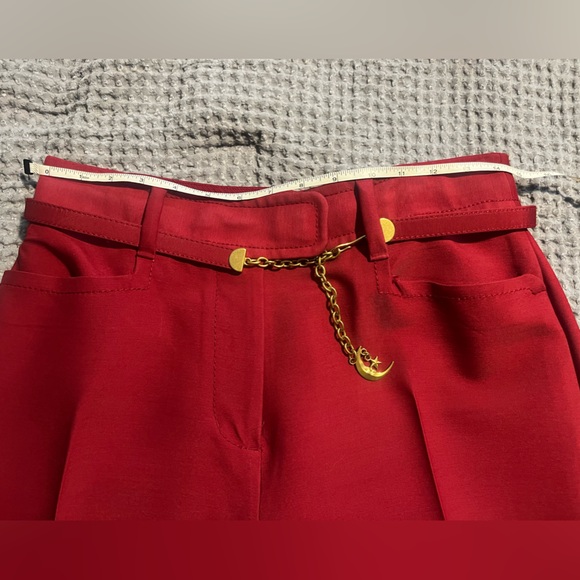 ZIMMERMANN Kaleidoscope Burgundy Red Wool Cropped Flare Pants AU 2 US 6 Medium - Picture 15 of 17